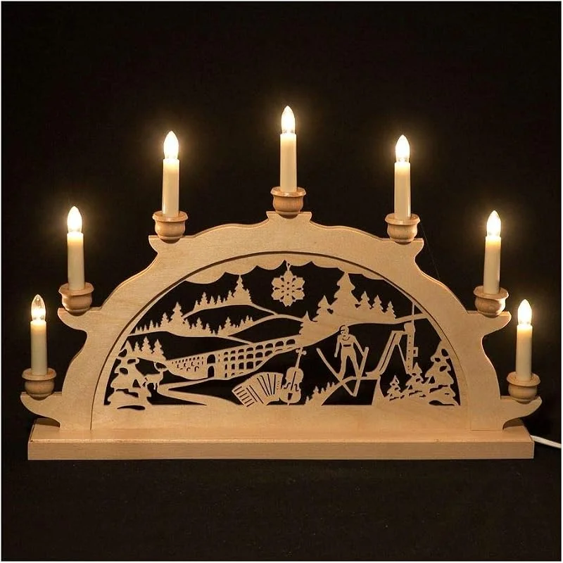 Marke: Colours-Manufaktur Holz-Schwibbogen Lichterbogen Vogtland - 50 cm oder 70 cm Breite - (50 cm) — Weihnachtsdeko