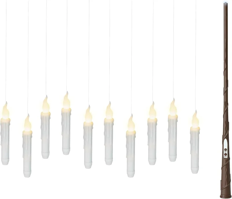 Marke: Lumineo Lumineo Magische LED Kerzen 17x2, 5cm mit Zauberstab 10er Set Weiß — Weihnachtsbeleuchtung