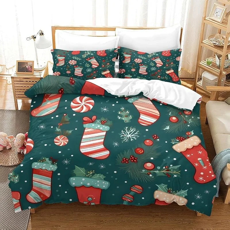 Marke: B1M7H4E9S Weihnachtsstrumpf 3D Bettbezug Set Festliche Schlafzimmer Teen — Weihnachtsdeko