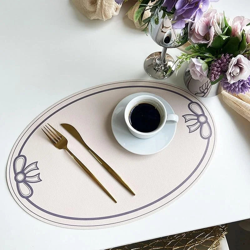 Besuche den Epinki-Store Epinki Tischset Weihnachten Abwaschbar Oval, 2er Set PU Leder Platzmatten Abwaschbar Bowknot Anti-Rutsch, Tischmatte Modern Hell Lila für Zuhause Restaurant, 30x45CM — Küche & Haushalt