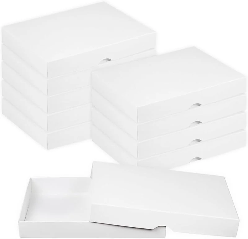 Marke: Natürlich verpacken Faltschachtel 13, 6 x 18, 6 x 2, 5 cm, Weiß, mit Deckel, Chromokarton - 10er Set — Geschenkverpackung