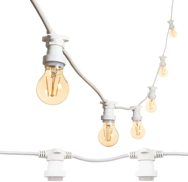Marke: m MU Mu 50M Lichterkette Außen, Outdoor Erweiterbar Auf 1000W, (5 * 10) Lampenhalter E27 Wetterfest Ip65, lichterkette außen strom Deko für Gartenparty Hochzeit Garten Hochzeit, 5 * 10M, Weiss — Weihnachtsbeleuchtung