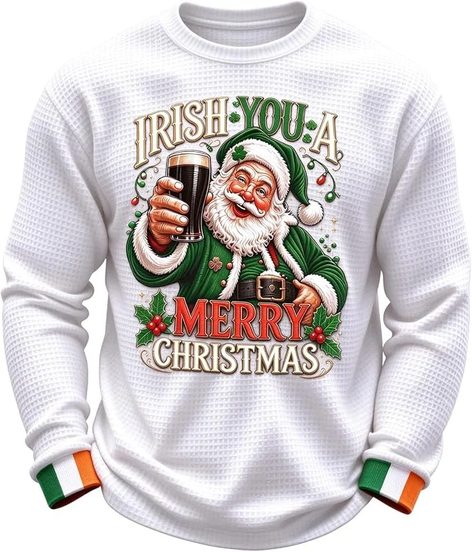 Marke: Generic Weihnachtspullover Herren Waffle Lustig Print Sweatshirt mit Rundhals — Weihnachtsmode