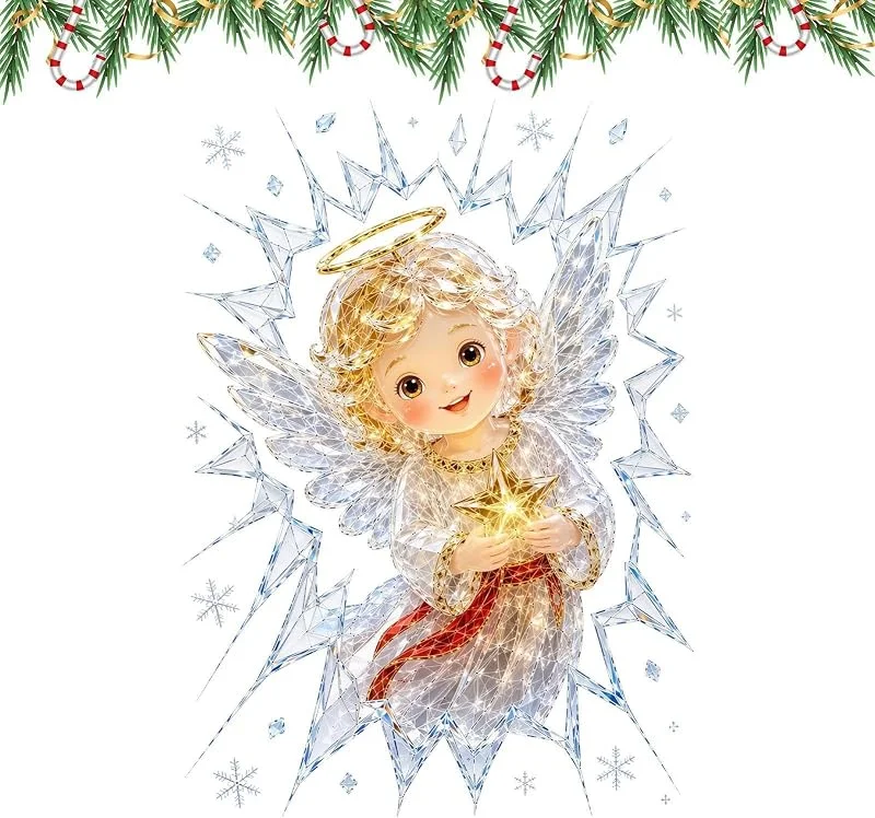 Marke: Generisch Weihnachtsfanien für fröhliche Fenster, lustig, groß mit Engel, Figur — Geschenkverpackung