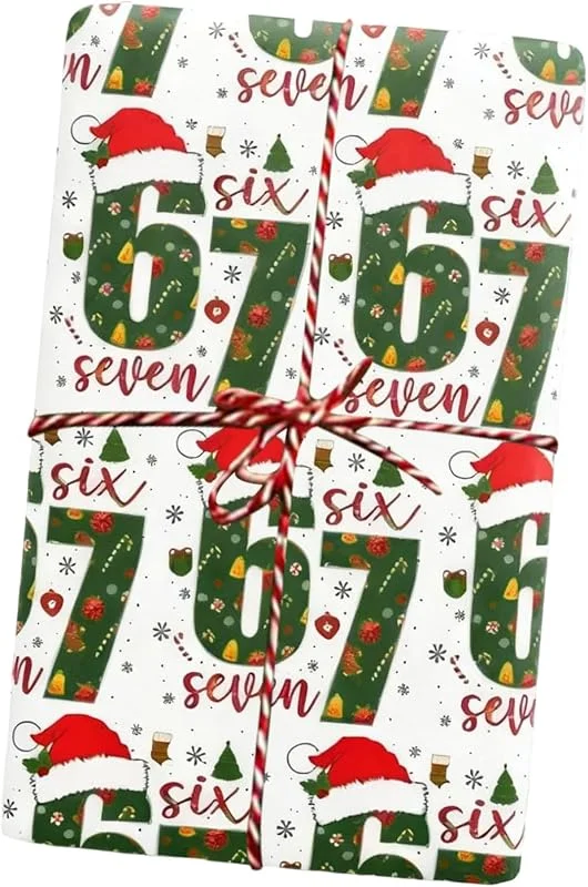 Marke: Generisch 67 Weihnachts-Geschenkpapier, 2 Stück 67 Meme Weihnachtsgeschenkpapier, 2025 Lustiges Weihnachtsgeschenkpapier, 6 7 Weihnachts-Geschenkpapierrollen für Feiertage, Partys, 90 x 50 cm — Geschenkverpackung