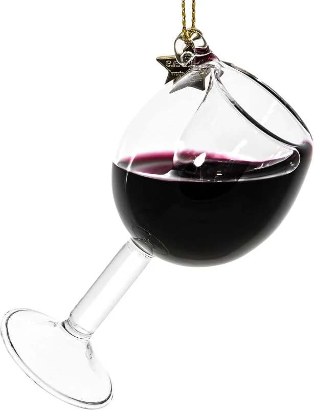 Besuche den SIKORA-Store SIKORA Rotwein Glas besondere Weihnachtskugel Glas Christbaumschmuck Deko Figur Weihnachten Anhänger Ornament - Trend Line - BS552 — Weihnachtsdeko