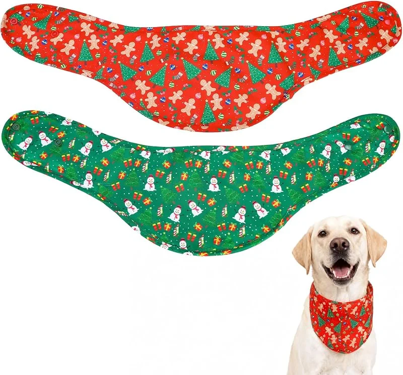 Marke: EXPAWLORER EXPAWLORER Hundehalstücher für Weihnachten, Weihnachtsbaum, Schneemann, verstellbar, für Mädchen und Jungen, für kleine, mittelgroße und große Rassen, Rot, Grün, Größe L, 2 Stück — Weihnachtsmode