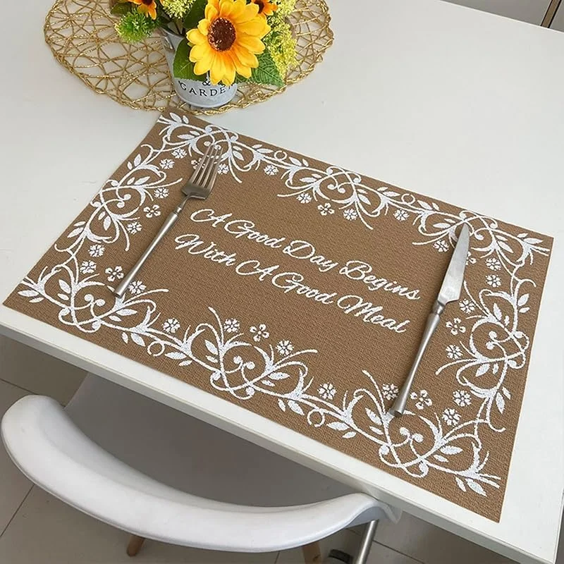 Besuche den Epinki-Store Epinki 2Pcs Set Tischsets Weihnachten Quadratisch 30x45CM, PVC Platzmatten Weihnachten Blumen Blatt Muster Hitzebeständige, Tischmatten Set Abwaschbar Weiß für Hotel — Küche & Haushalt