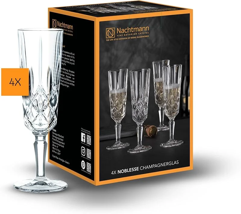 Besuche den Nachtmann-Store Nachtmann Champagner Gläser 4er Set, 150 ml, Noblesse, 104248, Sektgläser aus Kristallglas, spülmaschinenfest, Made in Germany — Wein und Festtafel