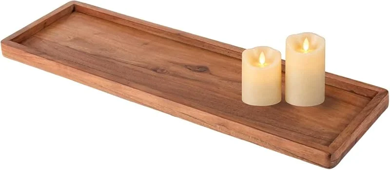 Besuche den Spetebo-Store Akazien Kerzentablett eckig - 45 x 14 cm - Deko Holz Tablett mit Rand — Advent und Tisch