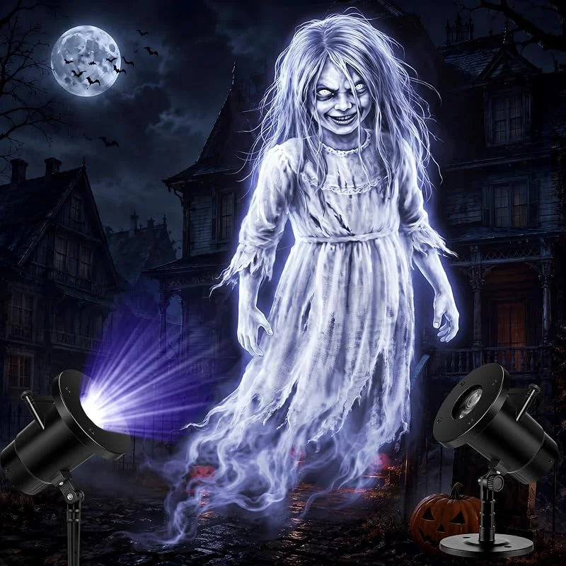 Marke: ZeahVeyora Gruseliger Geist Halloween Projektor Licht Outdoor Gruselige, Wasserwelle, dynamisches Projektionslicht für Hof, Garagentor, Wandfenster, gruseliges Spukhaus, Halloween-Dekorationen im — Weihnachtsbeleuchtung
