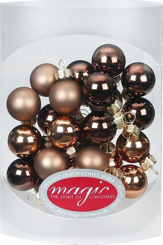 Marke: MAGIC by Inge MAGIC 25 STK. Weihnachtskugel 2cm Glas Weihnachtsschmuck Weihnachtsdeko Deko Box Farbe: Elegant Lounge (Schokolade braun)