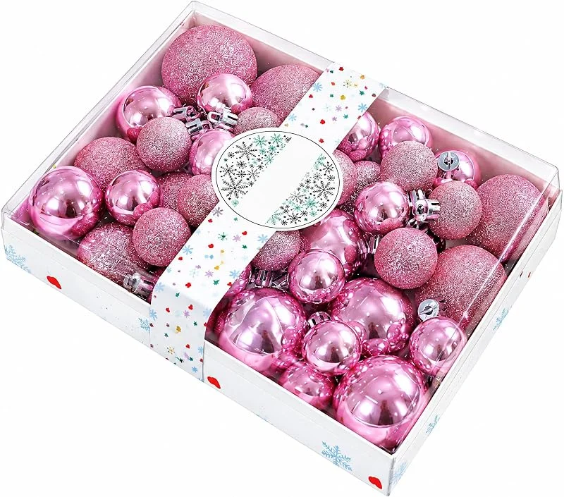 Marke: Faticenic 42-teiliges Weihnachtsbaumschmuck-Set, bruchsichere Weihnachtsornamente, glänzende Glitzerkugeln für Festliche Hängedekoration, Stil 4 — Weihnachtsdeko