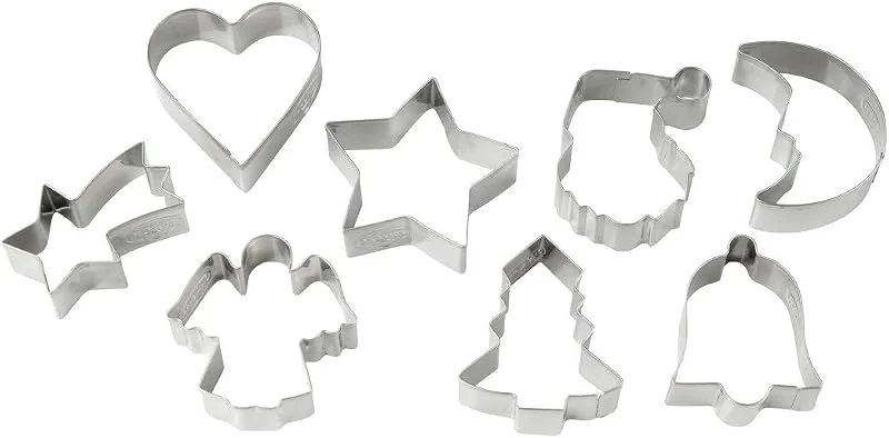 Besuche den Dr. Oetker-Store Dr. Oetker Ausstecher-Set Weihnachten, Ausstechformen für Plätzchen, Kekse und Fondant, Plätzchenformen für Weihnachten, Keksausstecher aus Edelstahl (Farbe: Silber), Menge: 1 x 8er Set 1383 — Weihnachtskueche