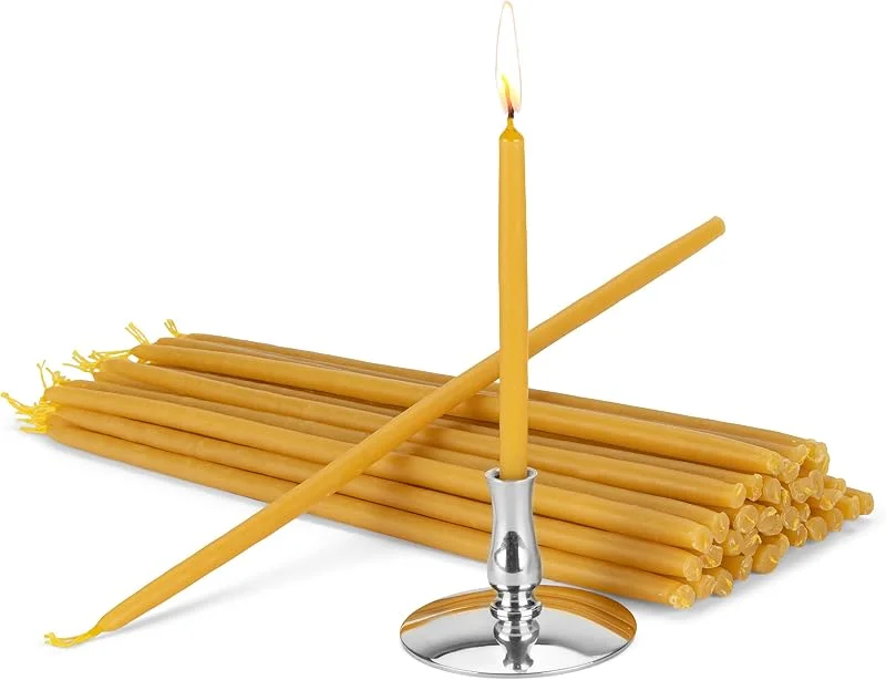 Besuche den NKlaus-Store NKlaus - 100% Bienenwachskerzen Set mit Kerzenhalter Spitzkerzen L 22cm — Kerzenlicht Abendessen