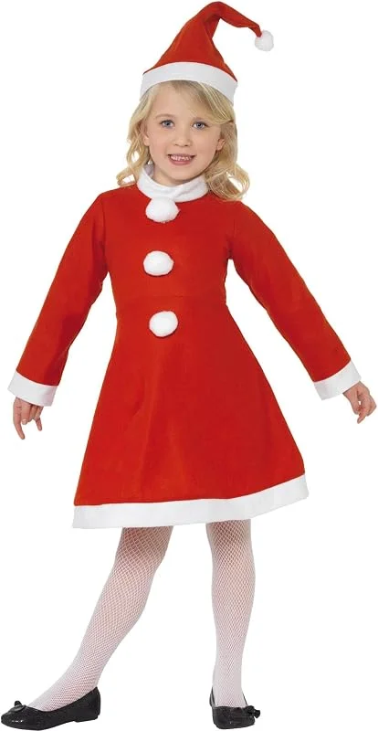 Besuche den Smiffys-Store Smiffys, Kinder Mädchen Weihnachtsmann Kostüm, Kleid und Mütze, Größe: L, 38385 — Weihnachtsmode