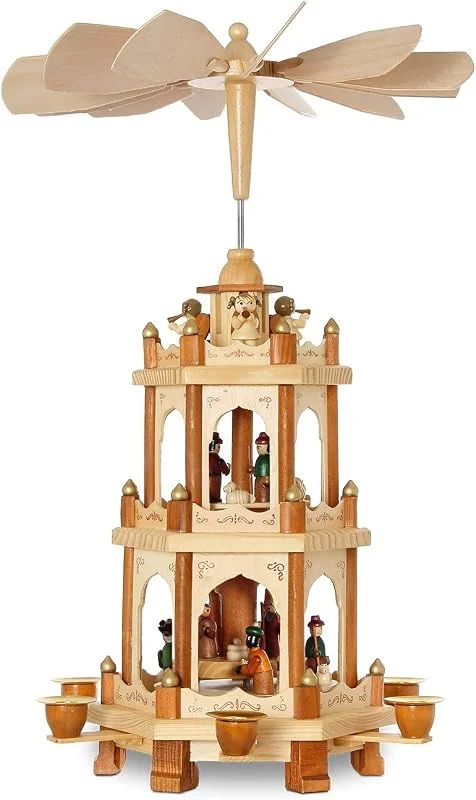 Besuche den SIKORA-Store SIKORA P20 Klassische Holz Weihnachtspyramide 3 Etagen — Weihnachtsdeko