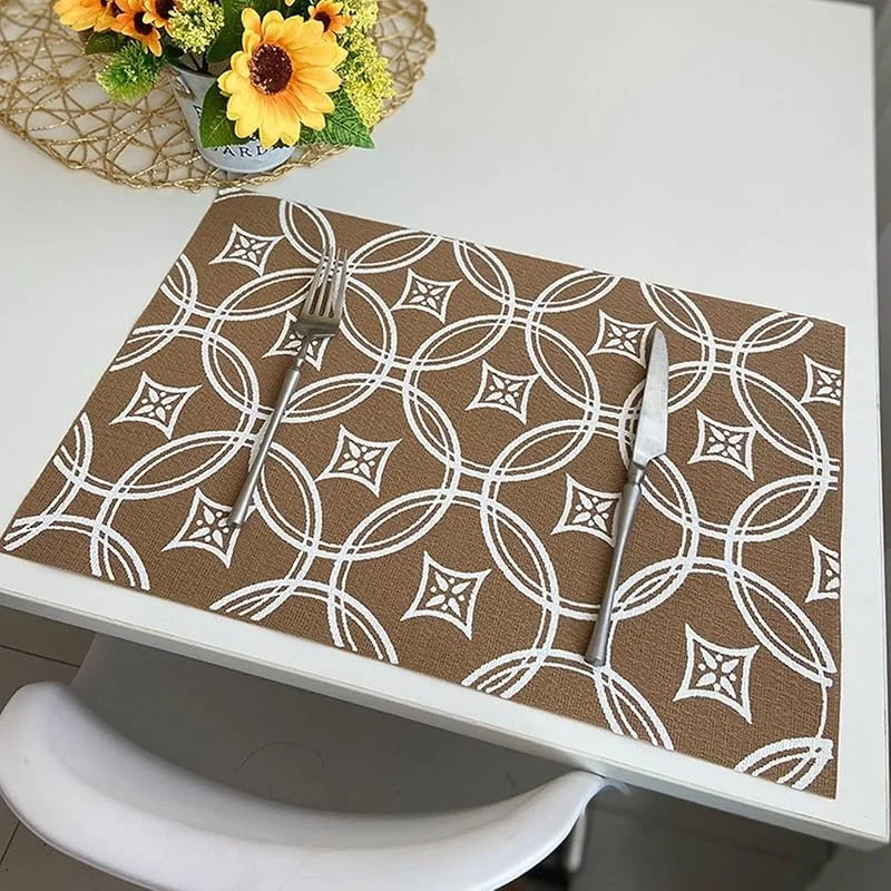 Besuche den Epinki-Store Epinki Tischset Weihnachten Modern Quadratisch, 2Pcs Set 30x45CM Platzdeckchen Natur Geometrisch Rhombus Kreis Muster Hitzebeständige aus PVC, Tischuntersetzer Wohnzimmer Weiß für Küche — Küche & Haushalt