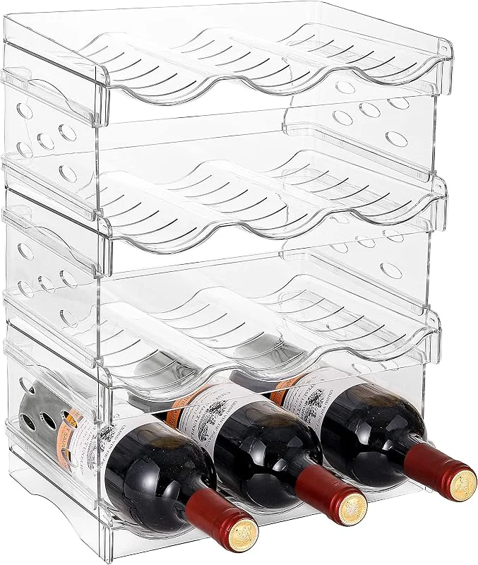 Marke: IEEK IEEK 4 Stück stapelbare Wein- und Wasserflaschenhalter, freistehend, Kühlschrank, Weinflaschen-Organizer, Küchenarbeitsplatten, für 12 Flaschen — Wein und Festtafel