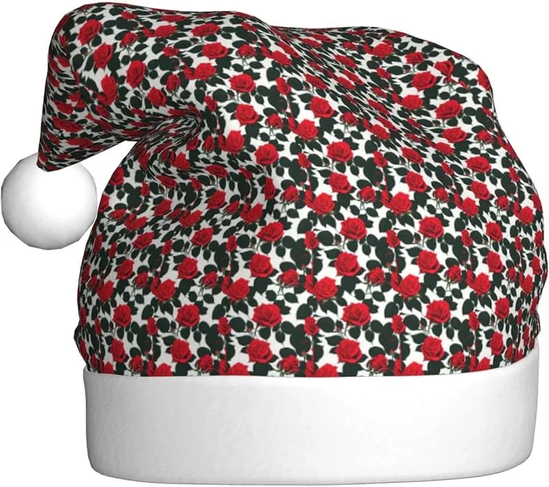 Marke: Tamiger Rustikale Weihnachtsmützen mit roten Rosen, saisonal, festlich — Weihnachtsmode