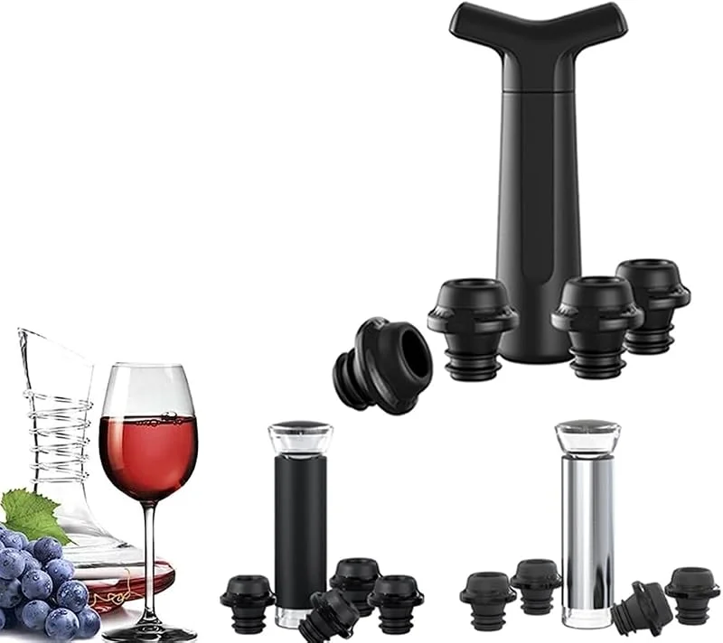 Marke: IJSDNVJNDX Vakuum-Weinstopper Manuelle Pumpe mit 4 Wiederverwendbaren Flaschenstopfen - Hält Wein Frisch — Wein und Festtafel