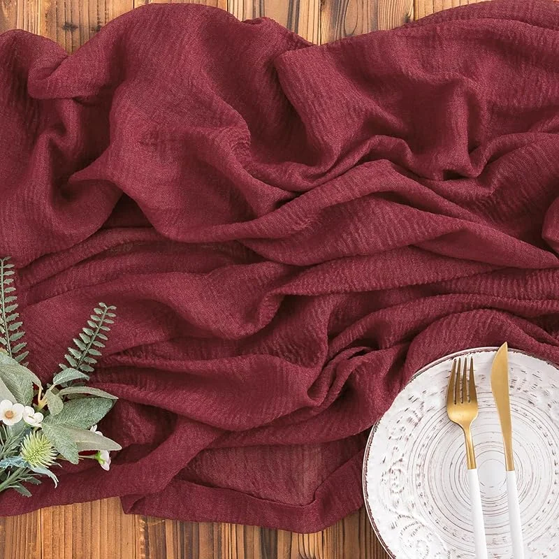 Besuche den AOKSUNOVA-Store AOKSUNOVA Käsetuch Tischläufer Musselin Hochzeit Dekostoff Bordeaux — Küche & Haushalt