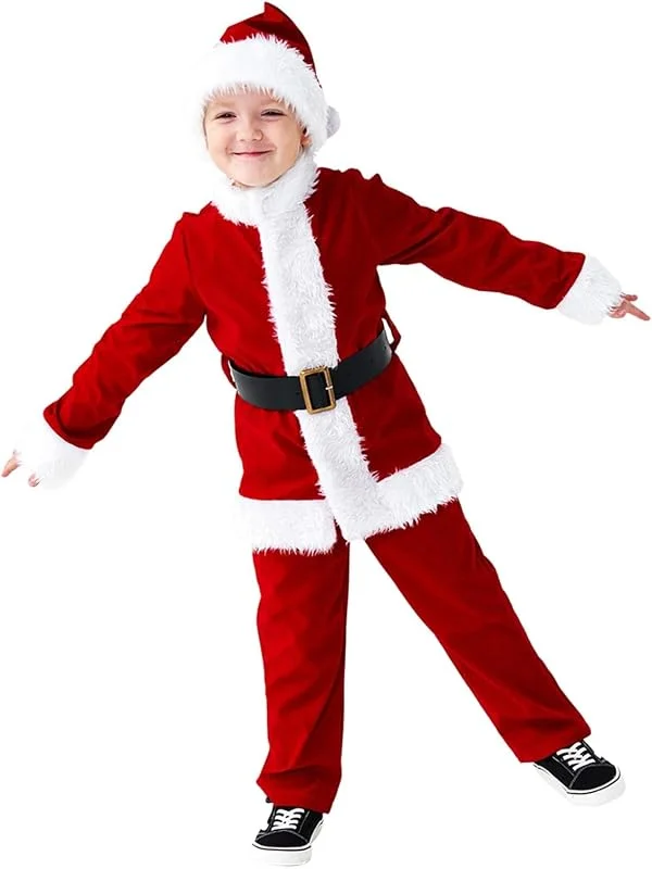 Marke: Generisch Kinderkostüm Weihnachtsmann 4-teilig, Faschingskostüm für Nikolaus, Weihnachten oder Karneval Kinder Jungen Santa Weihnachtsmann Krippe Kostüm Kinder Jungen Weihnachtsmann Kostüm, Jacke, Hose — Weihnachtsmode
