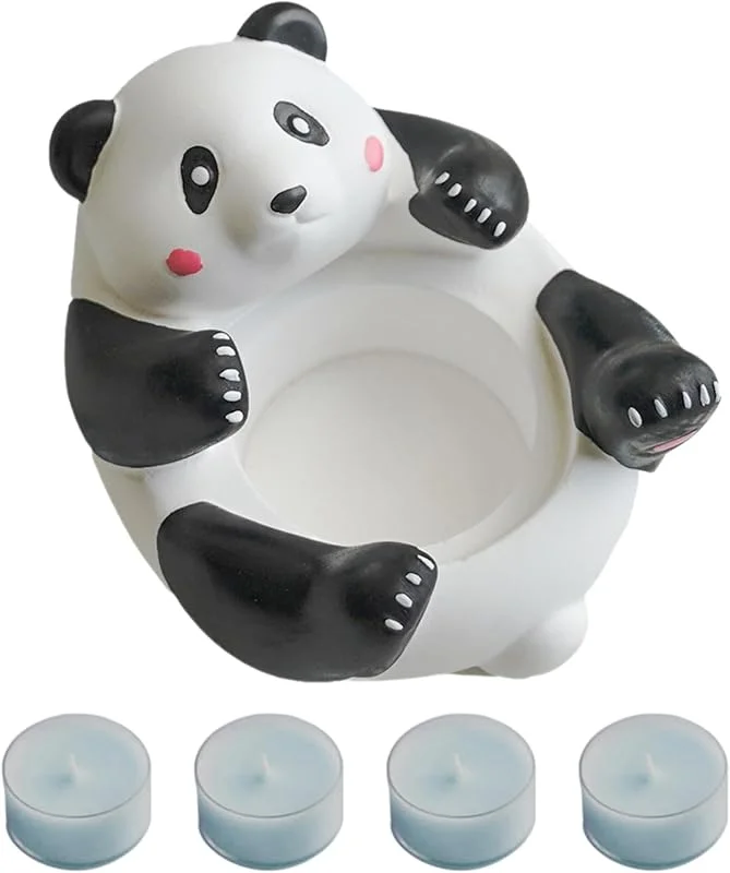 Marke: Generisch Teelichthalter, niedlicher Panda-Statue-Halter mit 4 duftenden Teelichtern — Kerzenlicht Abendessen