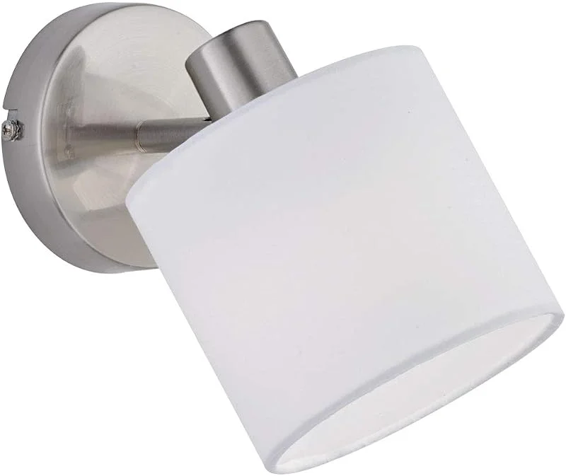 Besuche den RL LIVE YOUR LIGHT-Store Reality Leuchten Tommy R80331001 Wandspot, Nickel Matt, Stoffschirm Weiß — Kerzenlicht Abendessen