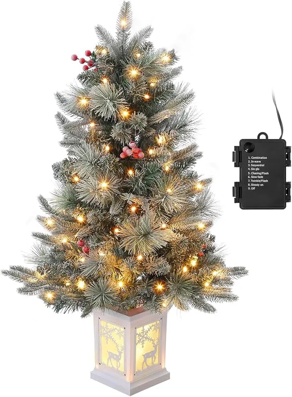 Besuche den Litake-Store 90cm Weihnachtsbaum künstlich mit 78 Beleuchtung- 3ft Weihnachtsbaum Künstlich Batteriebetrieben mit 8 Beleuchtungs-Modi, Weihnachtsbaum mit Dichte Zweige, Tannenbaum Künstlich mit Rote Beeren — Weihnachtsdeko