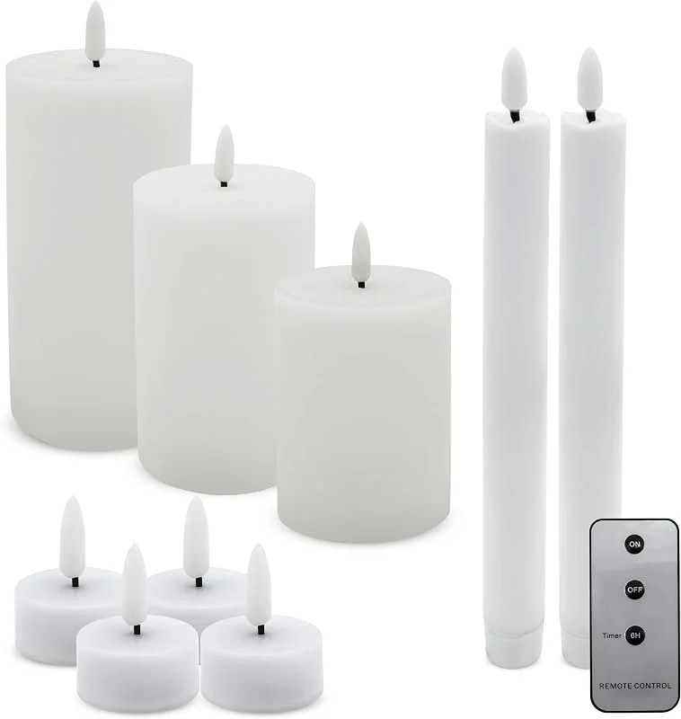 Besuche den Spetebo-Store Spetebo LED Kerzen Set mit Fernbedienung und Timer - 9-teilig — Kerzenlicht Abendessen