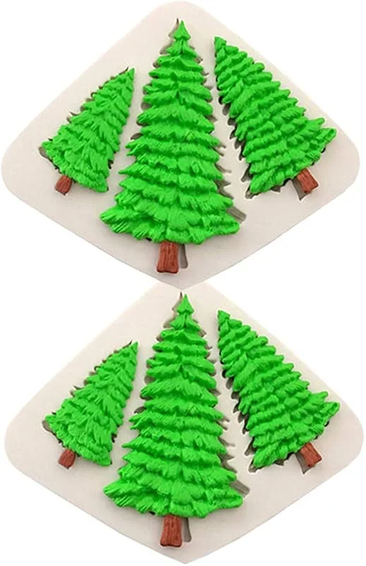 Marke: DUBENS 2 Stück DREI Bäume Weihnachten Baum Silikon Form Weihnachten Baum Silikon Form Fondant Form Kuchen dekorieren Werkzeuge Schokolade — Weihnachtskueche
