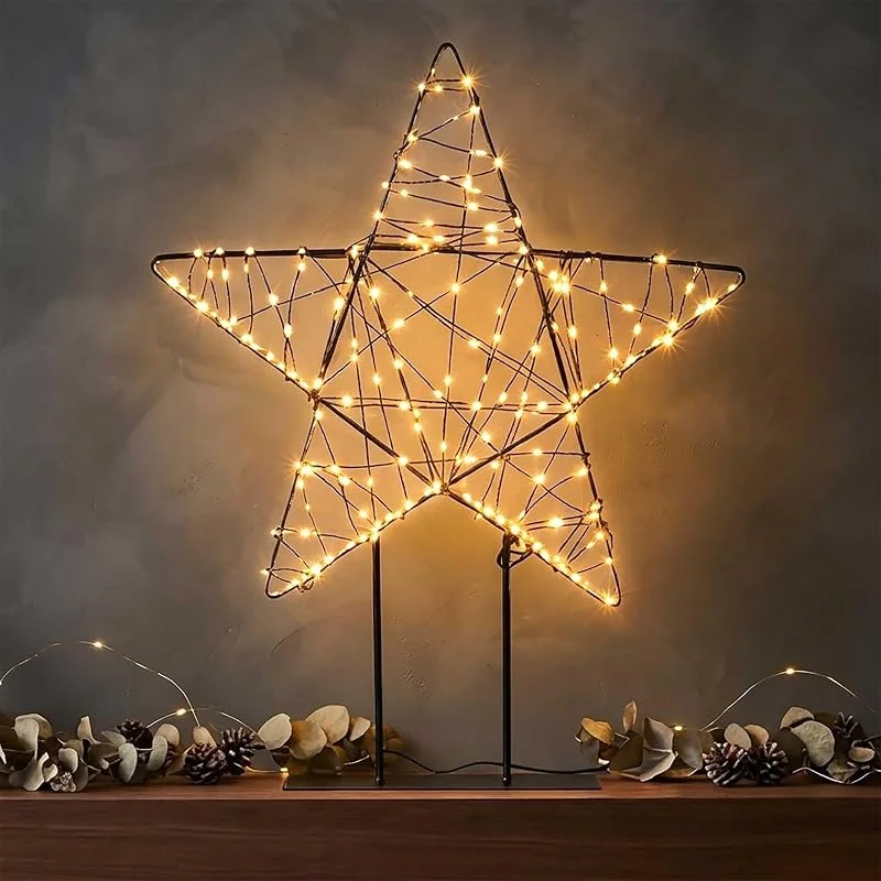Besuche den Spetebo-Store LED Metall Stern Leuchte schwarz auf Fuß mit Twinkle Effekt - 50cm — Weihnachtsdeko