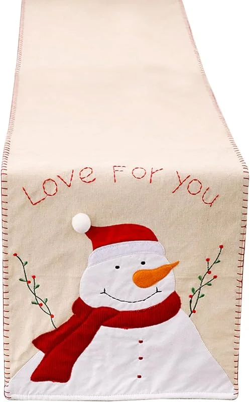 Besuche den Trimming Shop-Store Trimming Shop Weihnachtlicher Tischläufer, Schneemann, Weihnachtsmann, Bedruckt, rutschfest, festlich, dekorative Tischdecke, Urlaub, Party, Esszimmer, Dekoration, 180 cm x 36 cm — Küche & Haushalt
