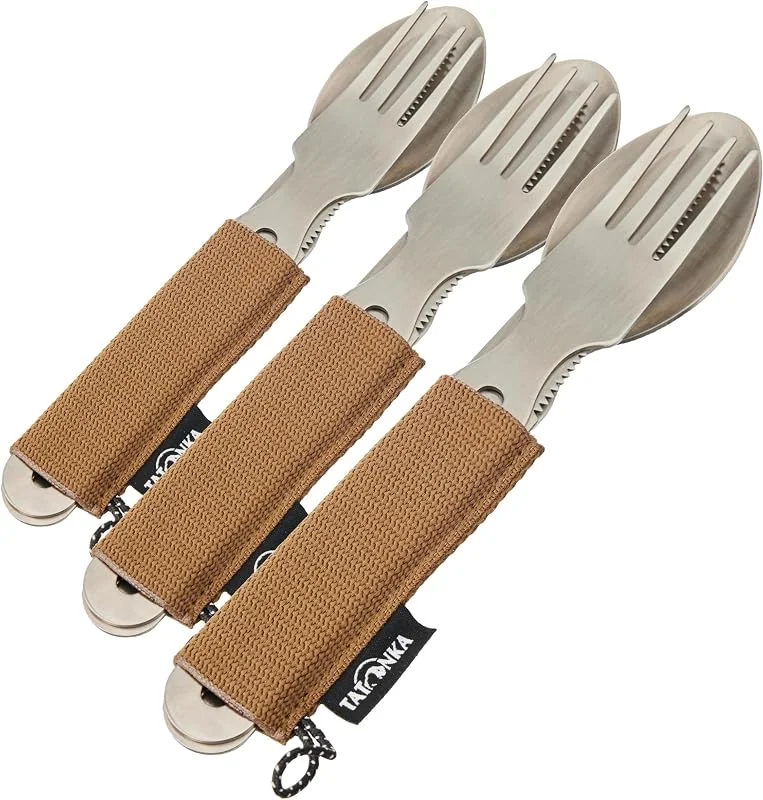 Besuche den Tatonka-Store Tatonka Cutlery Set 1 (3-teilig) - Camping-Besteck aus Edelstahl bestehend aus Messer, Gabel und Löffel (Packung mit 3) — Wein und Festtafel