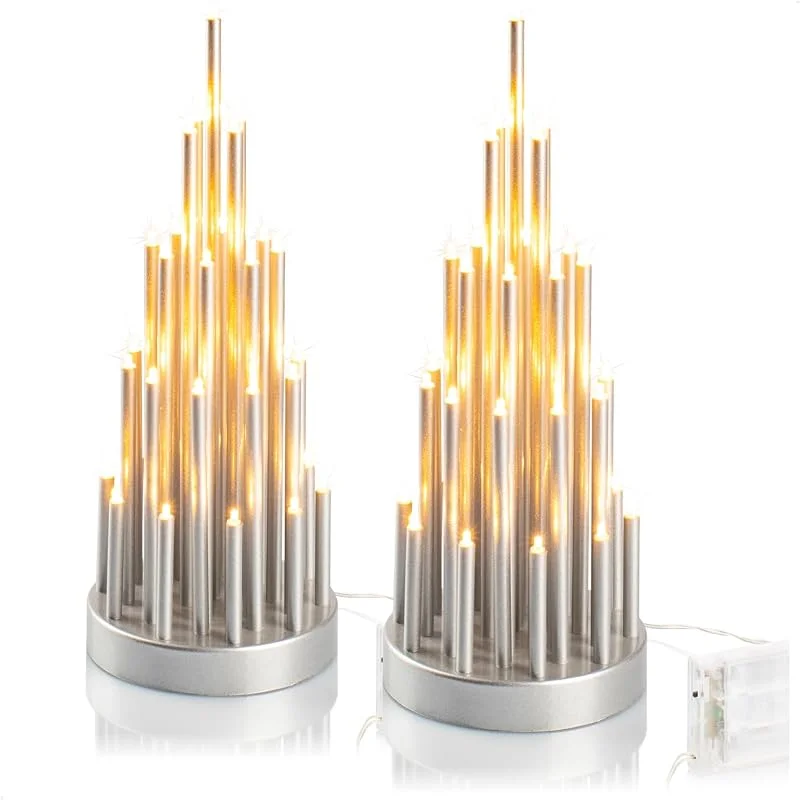 Besuche den com-four-Store com-four® 2x LED Stimmungsleuchter Pyramide, Kerzenbrücke mit 33 — Weihnachtsdeko