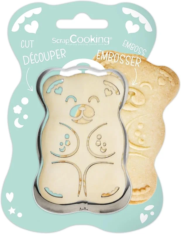Besuche den ScrapCooking-Store ScrapCooking - Teddybär Ausstecher & Stempel Set - Ausstecher für Plätzchen, Kekse, Fondant - Edelstahl Ausstecher & Holz Stempel - Tiere, Süßer Bär - 2102 — Weihnachtskueche