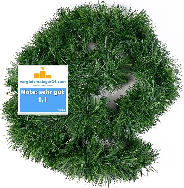 Besuche den TK Gruppe Timo Klingler-Store Weihnachtsgirlande grün 10 Meter - künstliche Dekogirlande Ø 10 cm - Tannen Girlande Weihnachten — Weihnachtsdeko