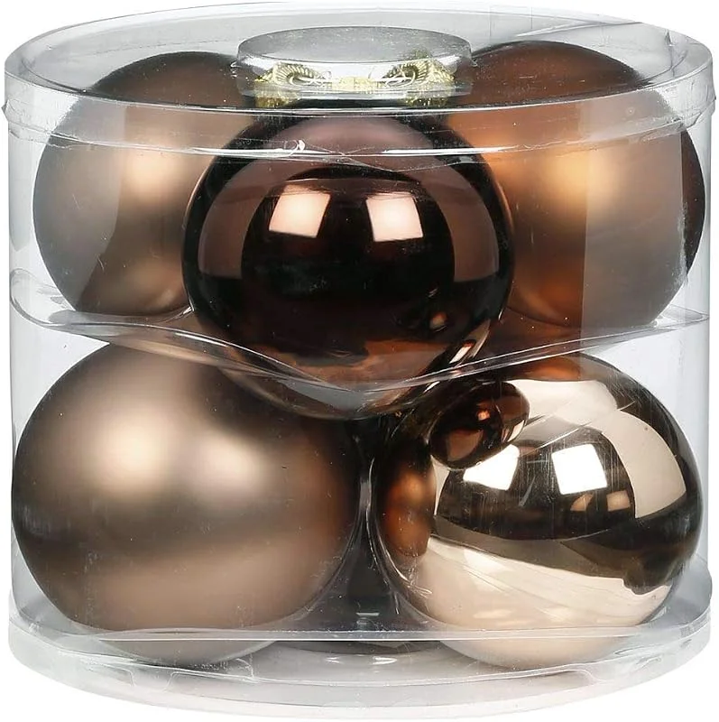 Marke: Magic Magic Weihnachtskugeln Glas 10cm 6 STK. Christbaumkugeln Christbaumschmuck Farbe: Elegant Lounge (Schokolade braun) — Weihnachtsdeko