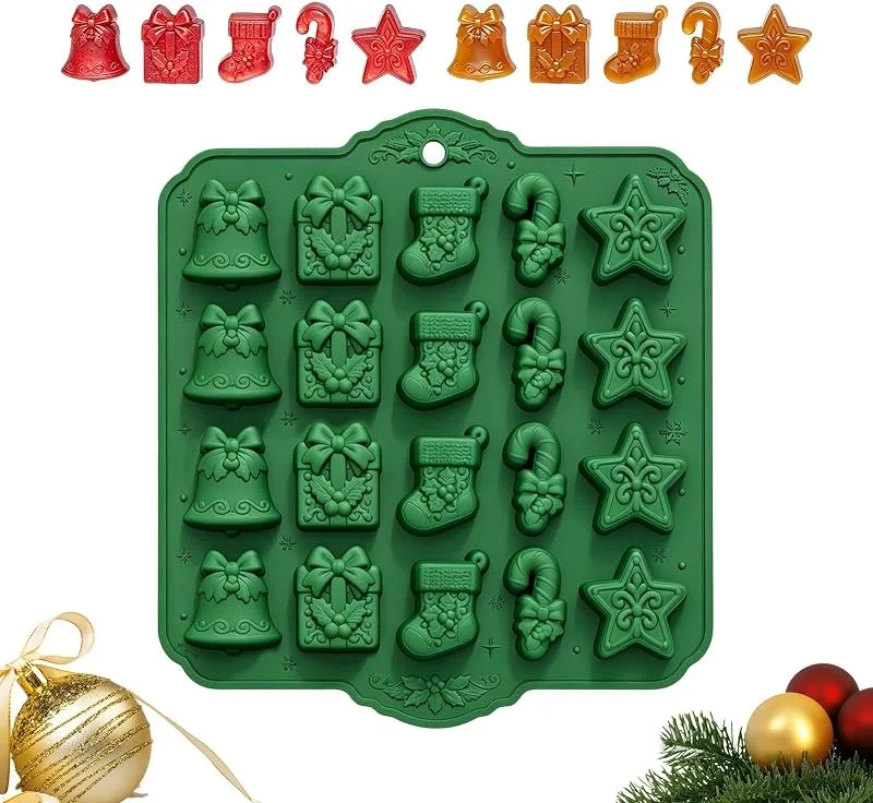 Marke: Generisch Weihnachts-Silikonformen, 20 Fächer, lustige Lebkuchenglocke, Baumbacken — Weihnachtskueche