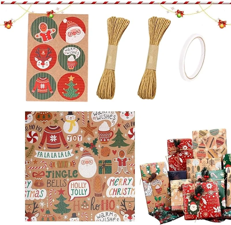 Marke: Gitekain Geschenkpapier Weihnachten 6 Rollen 50x70 cm Niedlicher Festlicher — Geschenkverpackung