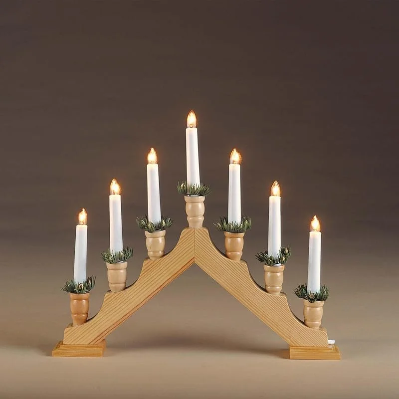 Besuche den hellum-Store hellum Holz Schwippbogen Weihnachten, Stecker & Schalter innen, 7 Kerzen — Weihnachtsdeko