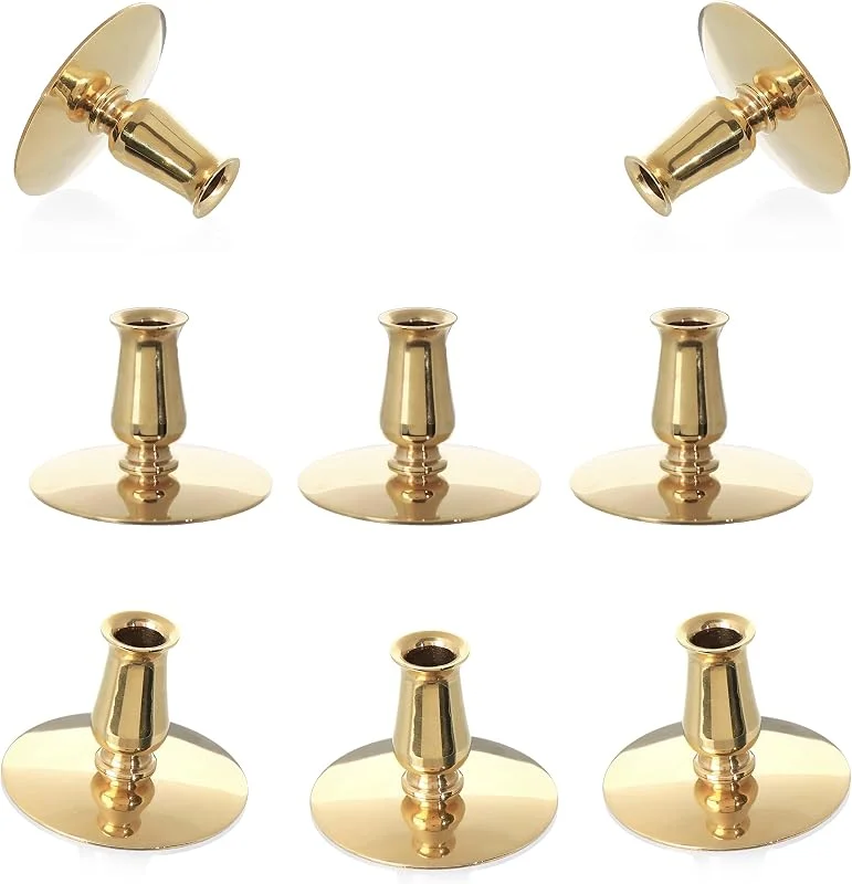 Besuche den NKlaus-Store NKlaus 8X Messing-Kerzenhalter Gold für dünne Altarkerzen bis Ø0, 9cm — Kerzenlicht Abendessen