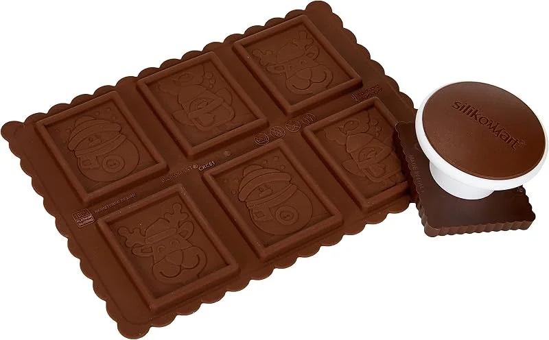 Besuche den silikomart-Store silikomart, CKC01 Silikonform für SNOWMAN SLIM Pralinen, antihaftbeschichtet, 6 Pralinen, Form für Süßigkeiten, Easy Choc, 47 x 57 mm, h 5 mm, Volumen 33 ml, Made in Italy — Weihnachtskueche