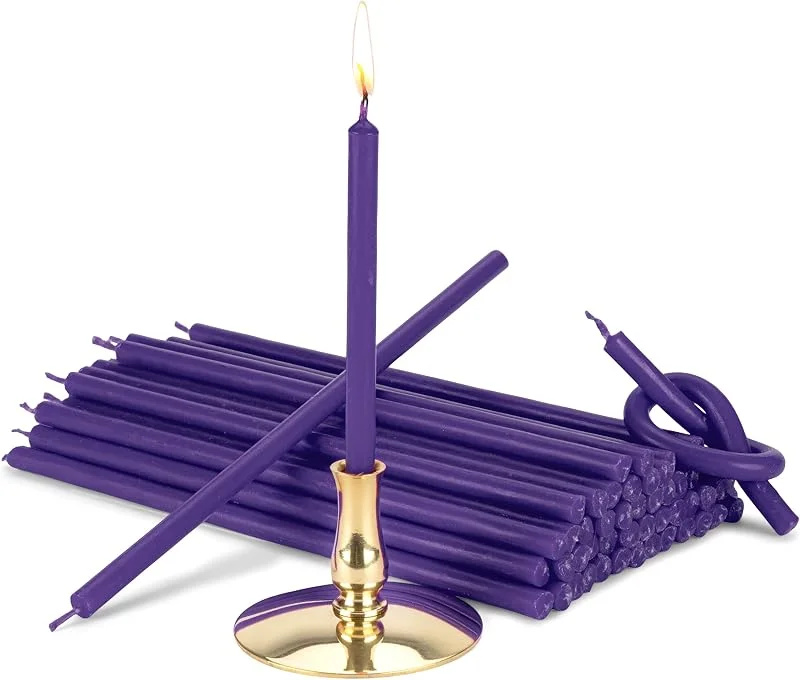 Besuche den NKlaus-Store NKlaus - Kerzenhalter mit Stabkerzen violett Tropffrei L 16cm Ritualkerze — Kerzenlicht Abendessen