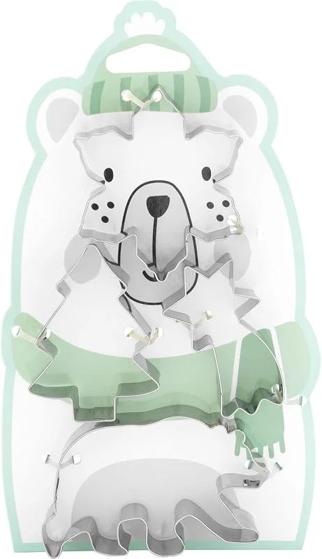 Besuche den GRUSS & CO-Store GRUSS & CO Ausstecher-Set Kinder "Eisbär", Geschenkset für Kinder mit 4 Ausstechformen, Bär, Stern, Eiskristall, Tannenbaum, Backformen, Plätzchen backen, 74407 — Weihnachtskueche