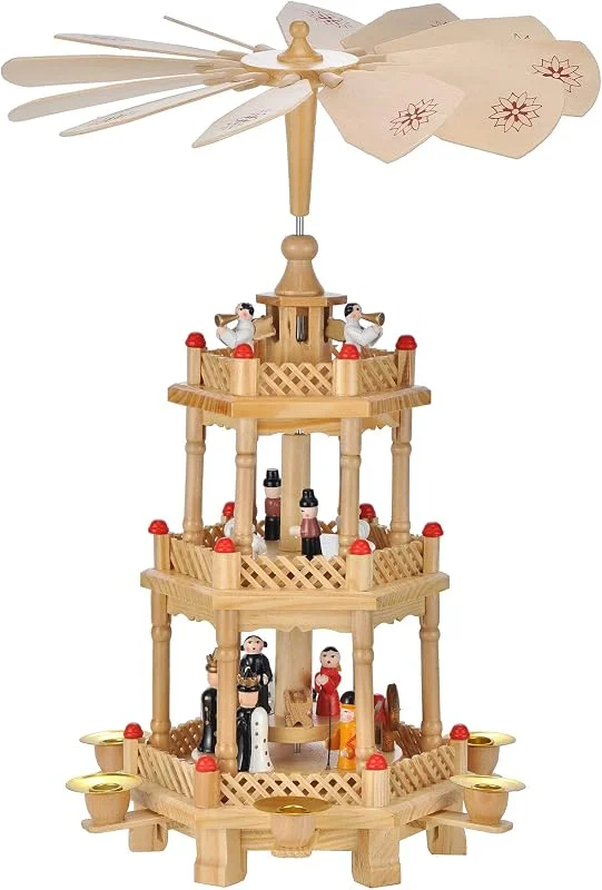 Marke: HI Weihnachtspyramide Pyramide Weihnachten 3 stöckig, ca.42 cm — Weihnachtsdeko