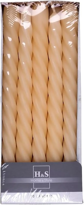 Besuche den DONAU HOME-Store Set Glatte Stabkerzen, Creme, Beige, 10 Stück im Karton, 24 x Ø 2, 2 cm Unparfümiert, Gedrehte Tafelkerzen, 7 Stunden Brenndauer, Leuchterkerzen Spiralkerzen, im Barock - Stil — Advent und Tisch
