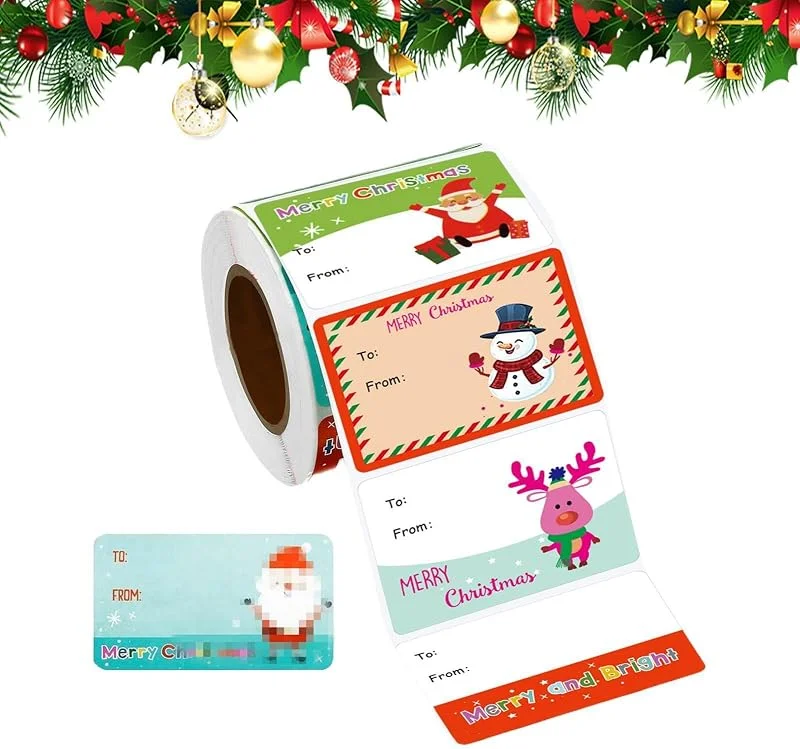 Marke: Generisch Selbstklebende Etiketten für Weihnachten, auf Rolle mit 500 selbstklebenden — Geschenkverpackung
