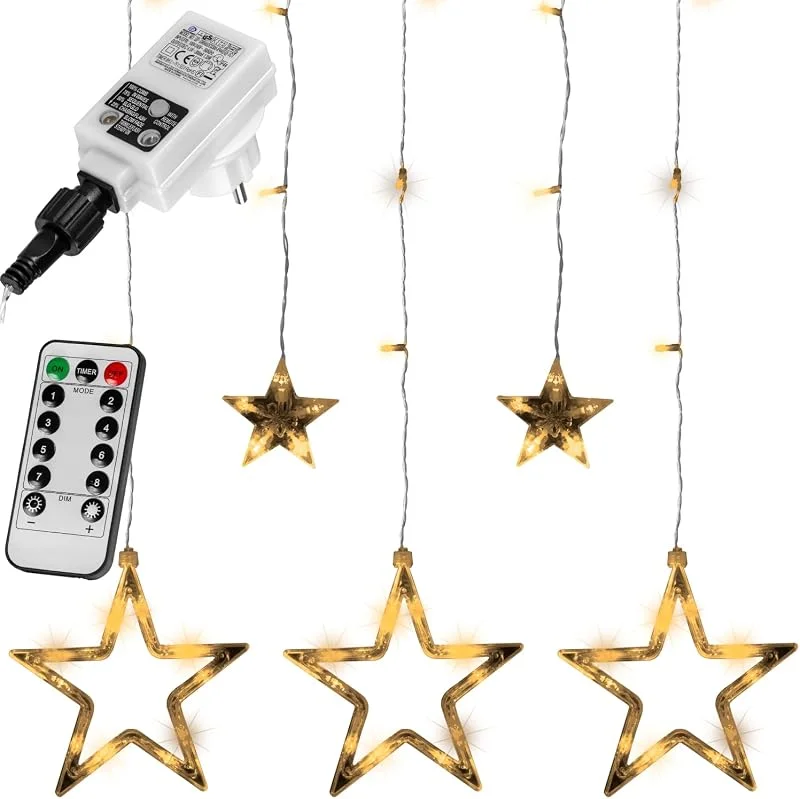 Besuche den VOLTRONIC-Store VOLTRONIC LED Lichtervorhang, innen und außen, IP44, Modell- und Farbwahl, 5 Sterne 61 LEDs, warmweiß, Fernbedienung — Weihnachtsbeleuchtung